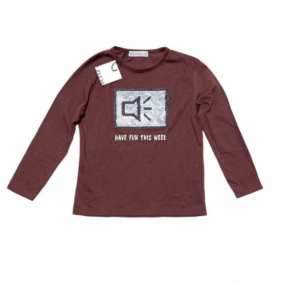 NEW Zara Flip Sequin Emoji Long Sleeve Shirt - Picture 2 of 4